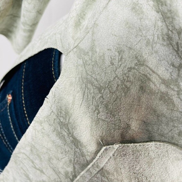 Solitaire Womans Open Front Topper Sz Large 3/4 Sleeve Green Stretch - Picture 6 of 9